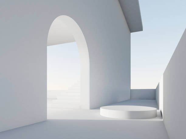 istock Abstract white interior background with arch doorway, 3 d 1366537085