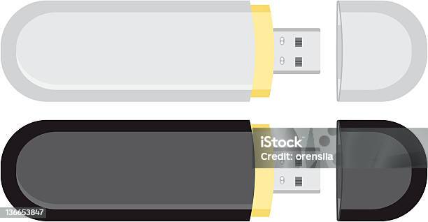 Ilustración de Dos Móvil Unidad Flash Usb De Memoria y más Vectores Libres de Derechos de Blanco - Color - Blanco - Color, Cable USB, Camino de entrada