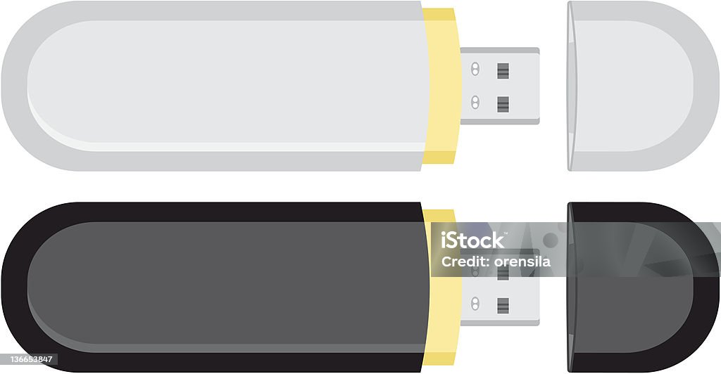 Deux mobile Clé USB de mémoire - clipart vectoriel de Blanc libre de droits