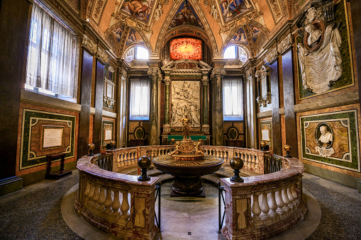 The baptistery inside the Basilica of Santa Maria Maggiore in the historic heart of Rome