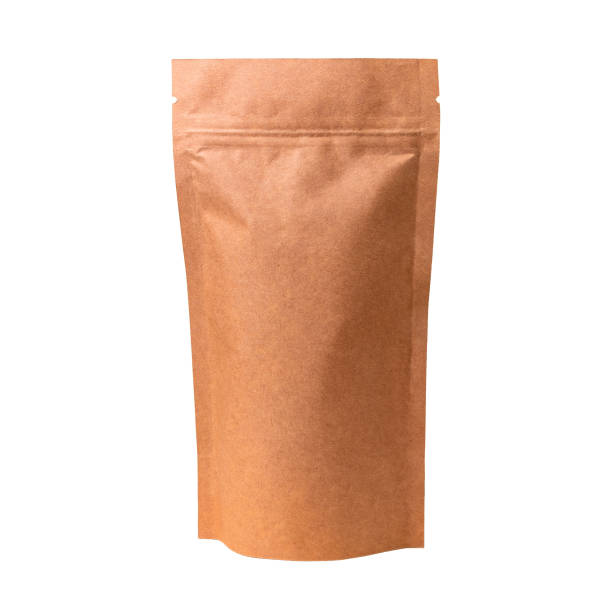 istock Pouch bag mockup on white background isolated clipping path including Merchandise packaging Blank brown kraft paper pack 1366540862