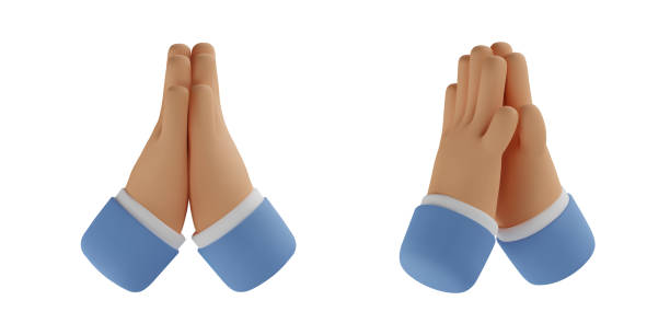 ręce ikon 3d modlą się - begging pleading praying business stock illustrations