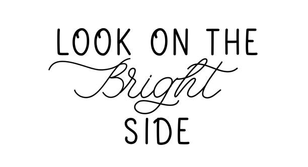 istock Look on the bright side. Lettering and calligraphy inspiration graphic design typography phrase. For postcard, journal, planner, calendar stationery paper and t shirt. 1366549226
