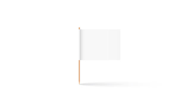 白い紙の旗が付いている木製のつまようじ - blank frame illustrations点のイラスト素材／クリップアート素材／マンガ素材／アイコン素材