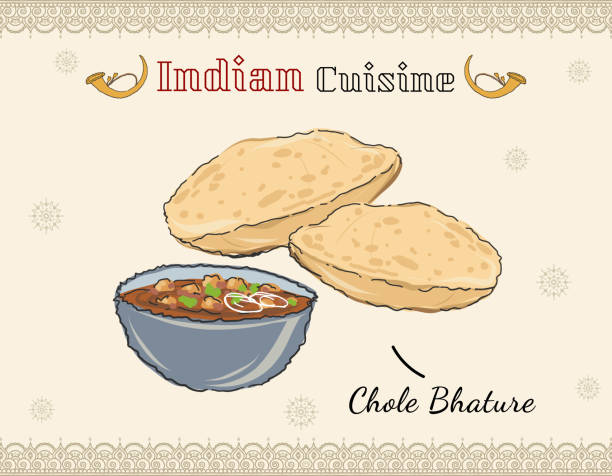 ilustraciones, imágenes clip art, dibujos animados e iconos de stock de chole bhature - punjab