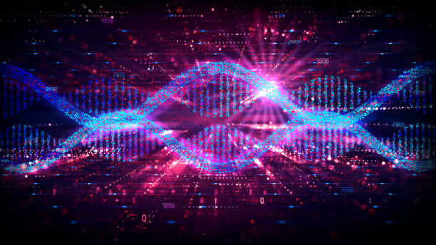 mRNA Technology - Messenger RNA - Two Strands of mRNA on Abstract Technology Background mRNA Technology - Messenger RNA - Two Strands of mRNA on Abstract Technology Background - Development of New Therapies and Vaccines Based on mRNA Technology - Conceptual Illustration crispr photos stock pictures, royalty-free photos & images