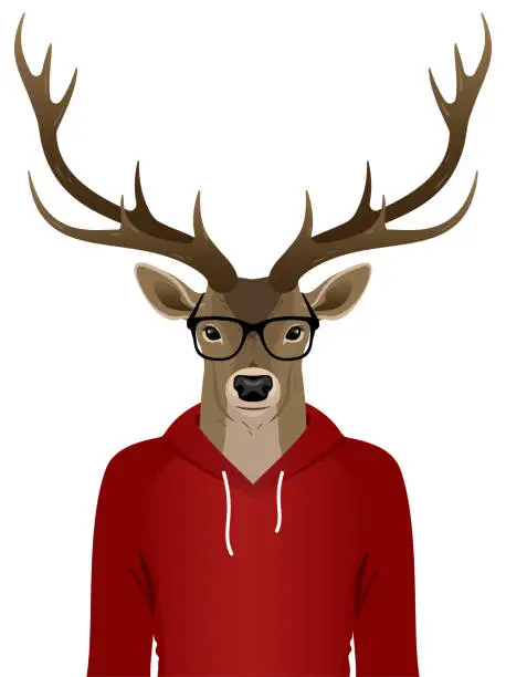 Vector illustration of Man with a deer head