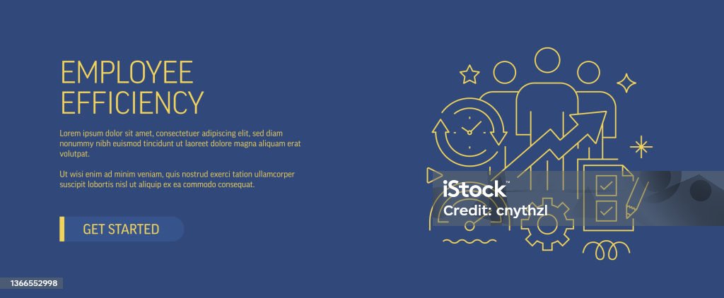 Work Efficiency Banner Employee Efficiency Related Web Banner Line Style Modern Design Vector ...