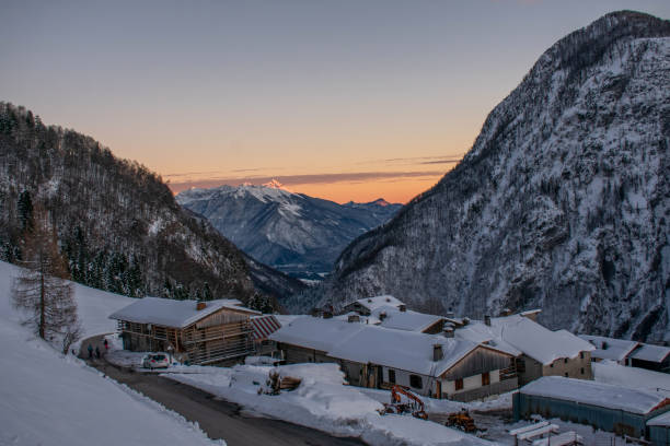 Leteis (Sauris) - Little mountain village stock photo