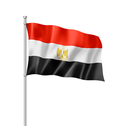Egypt flag, three dimensional render, isolated on white
