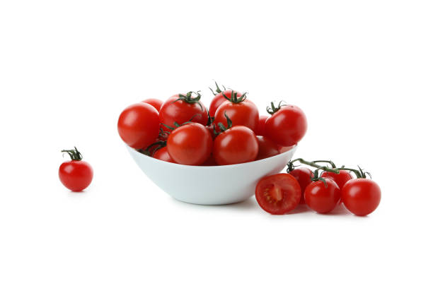 istock Bowl with cherry tomato isolated on white background 1366556039