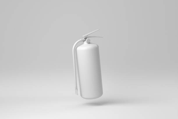 Fire extinguisher isolated on white background. minimal concept. monochrome. 3D render.