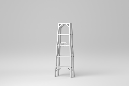 Ladder isolated on white background. minimal concept. monochrome. 3D render.\