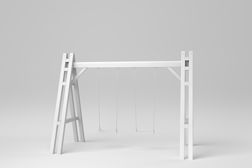 Swing isolated on white background. minimal concept. monochrome. 3D render.