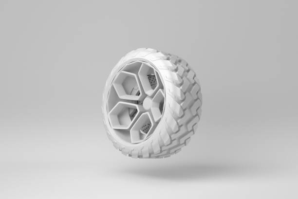 istock Car wheels isolated on white background. minimal concept. monochrome. 3D render. 1366558691