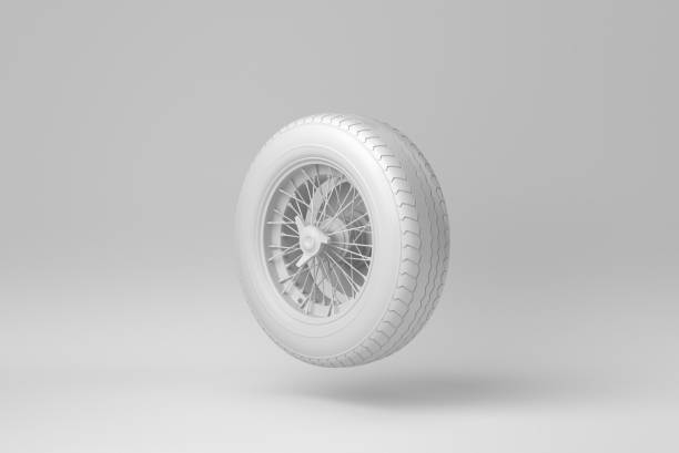 istock Car wheels isolated on white background. minimal concept. monochrome. 3D render. 1366558693