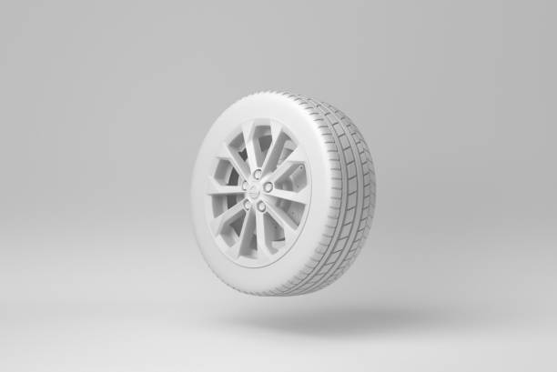 istock Car wheels isolated on white background. minimal concept. monochrome. 3D render. 1366558699
