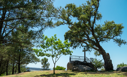 Cross in the viewpoint of the shepherdess in the town of Cambados in the region of Galicia, Spain