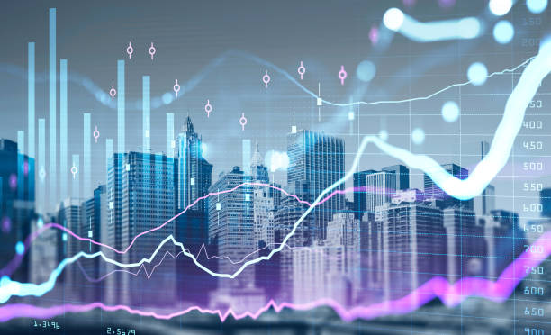 istock New York city skyscraper downtown panoramic view. Financial chart 1366561053