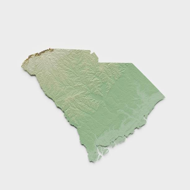 istock South Carolina Topographic Relief Map  - 3D Render 1366561064