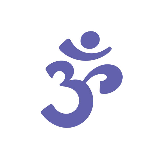 illustrazioni stock, clip art, cartoni animati e icone di tendenza di om aum, simbolo dell'induismo.calligrafia, icona semplice, logo del suono sacro, parola mantra primordiale di potere, pittogramma. calligrafia.disegnata a mano - om symbol yoga symbol hinduism