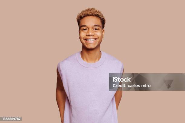 Happy Young Afro Black Latin American Man Smiling Posing At Studio Stock Photo - Download Image Now