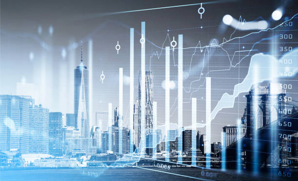 istock New York city skyscraper downtown panoramic view with financial chart 1366565090