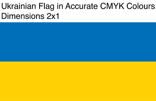 Ukrainian Flag in Accurate CMYK Colors (Dimensions 2x1)