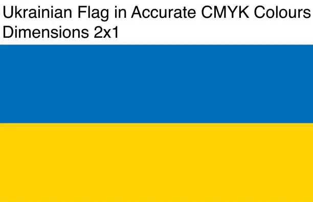 Vector illustration of Ukrainian Flag in Accurate CMYK Colors (Dimensions 2x1)