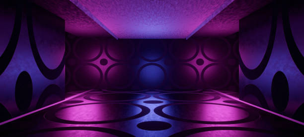 istock Robotic Tunnel Corridor Warehouse Ultra Modern Glow with Midnight Blue Colors Abstract Background 3D Rendering 1366570493