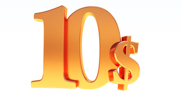 istock golden ten (10) dollars number isolated on white background, 1366570559