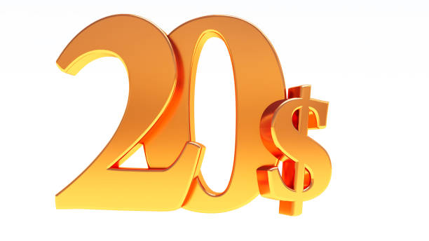 istock golden twenty (20) dollars number isolated on white background, 1366570560