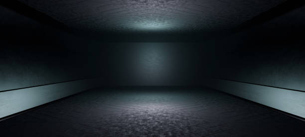 istock Extraterrestrial Corridor Hangar Basement Underground Hallway Advanced Neon Glowing with Black Colors Digital Platform Background Wallpaper Spaceship Architecture Used As Background 3D Rendering 1366570694