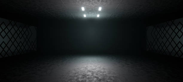 istock Computerized Technology Schematic Futuristic Showroom Or Hall Cyberpunk Lighting with Light Slate Gray Colors Digital Futurism Concept 3D Rendering 1366571754