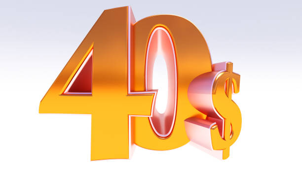 istock golden forty (40) dollars number isolated on white background 1366572983