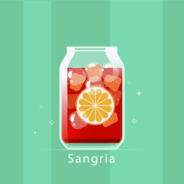 bildbanksillustrationer, clip art samt tecknat material och ikoner med delicious refreshing sangria drink illustrated vector illustration - sangria