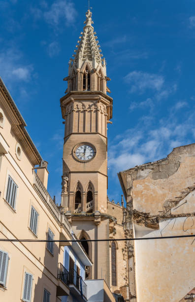 General view of the Christian parish church Mare de Deu dels Dolors, in the Majorcan town of Manacor, on a sunny day