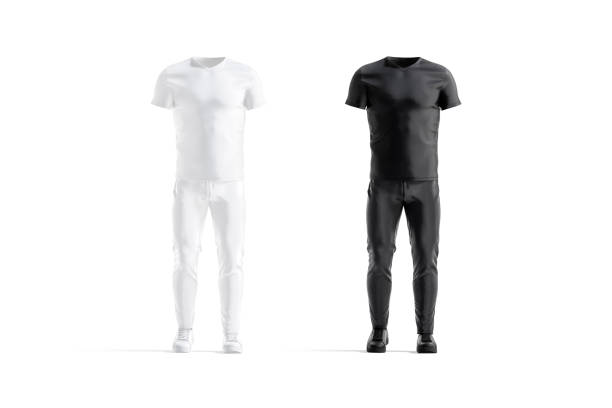 Blank black and white sport uniform mockup, front view
