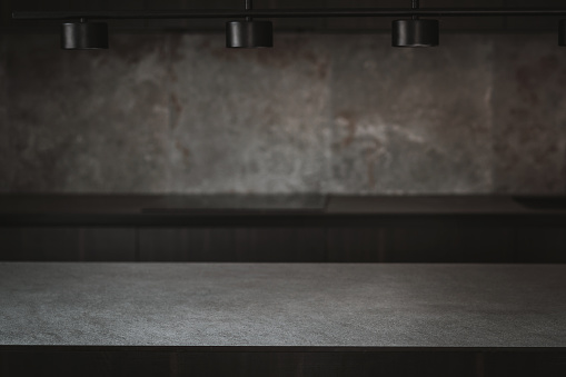Diseño de cocina gris oscuro - detalle del interior. photo