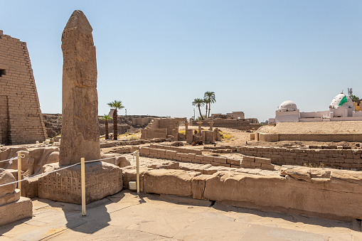 Ancient pillars of egyptian Kom Ombo Temple.