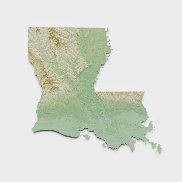 istock Louisiana Topographic Relief Map  - 3D Render 1366582608