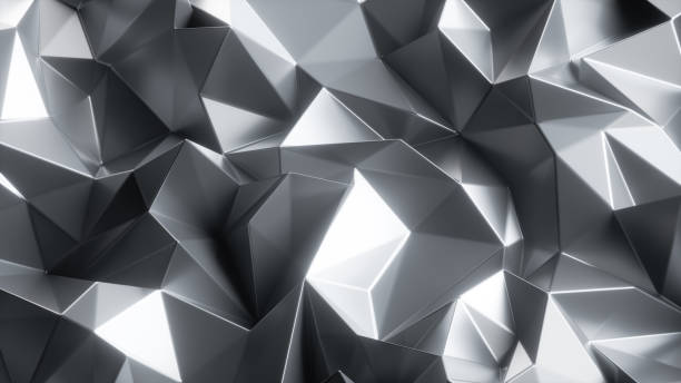 istock 3d render, crystallized background with shiny silver metallic texture, abstract faceted wallpaper 1366583874