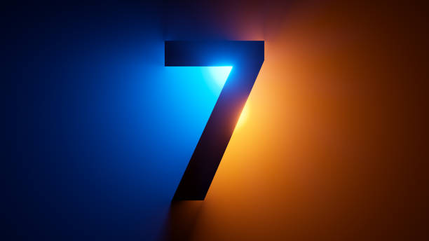 istock 3d render, number six silhouette, digital math symbol, illuminated with yellow blue gradient neon light 1366584987