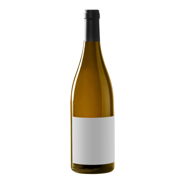 istock white wine bottle with blank label isolated on white background. 1366586458