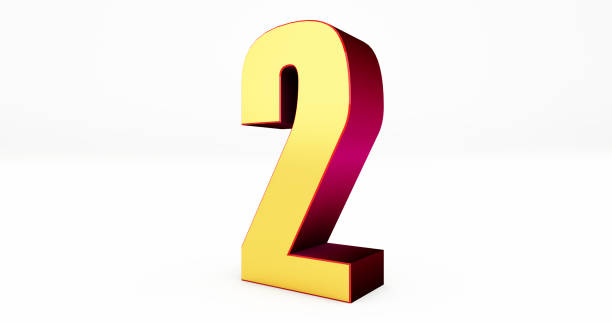 istock gold and red number two isolated on white background, number 2 1366591475