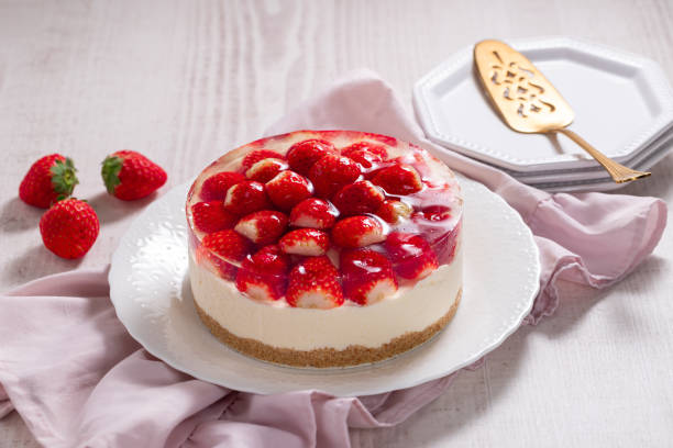 istock Cheesecake with strawberry jelly topping 1366594564