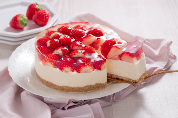 istock Cheesecake with strawberry jelly topping 1366594601