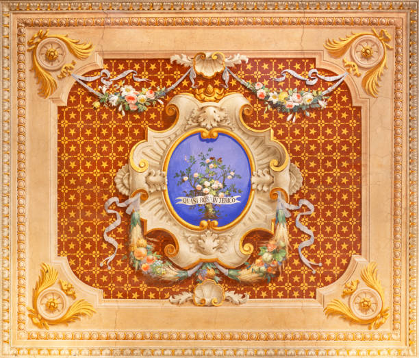 roma - el simbólico fresco neobarroco en la iglesia oratorio di san francesco saverio - neobaroque fotografías e imágenes de stock