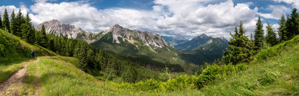 Impressive mountain landscape panorama stock photo