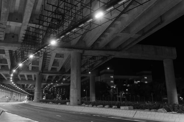 istock Empty tunnel in the dark. Transportation background 1366596793